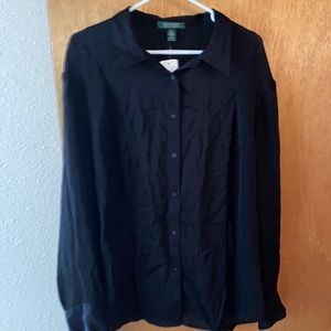 Ralph Lauren 3x silk black button down shirt